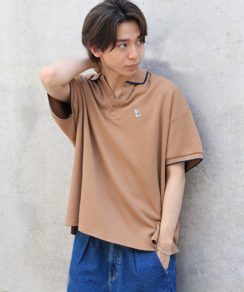 【m:rex】ミニ恐竜ワッペンポロシャツ 詳細画像 ベージュ 6