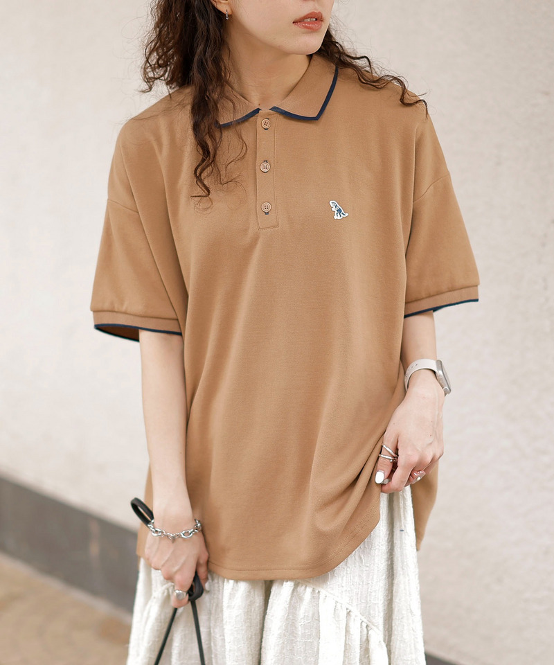 【m:rex】ミニ恐竜ワッペンポロシャツ 詳細画像 ベージュ 8