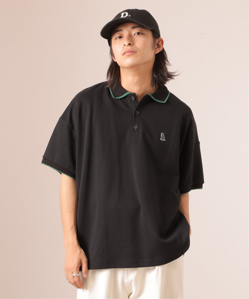【m:rex】ミニ恐竜ワッペンポロシャツ 詳細画像 ブラック 4