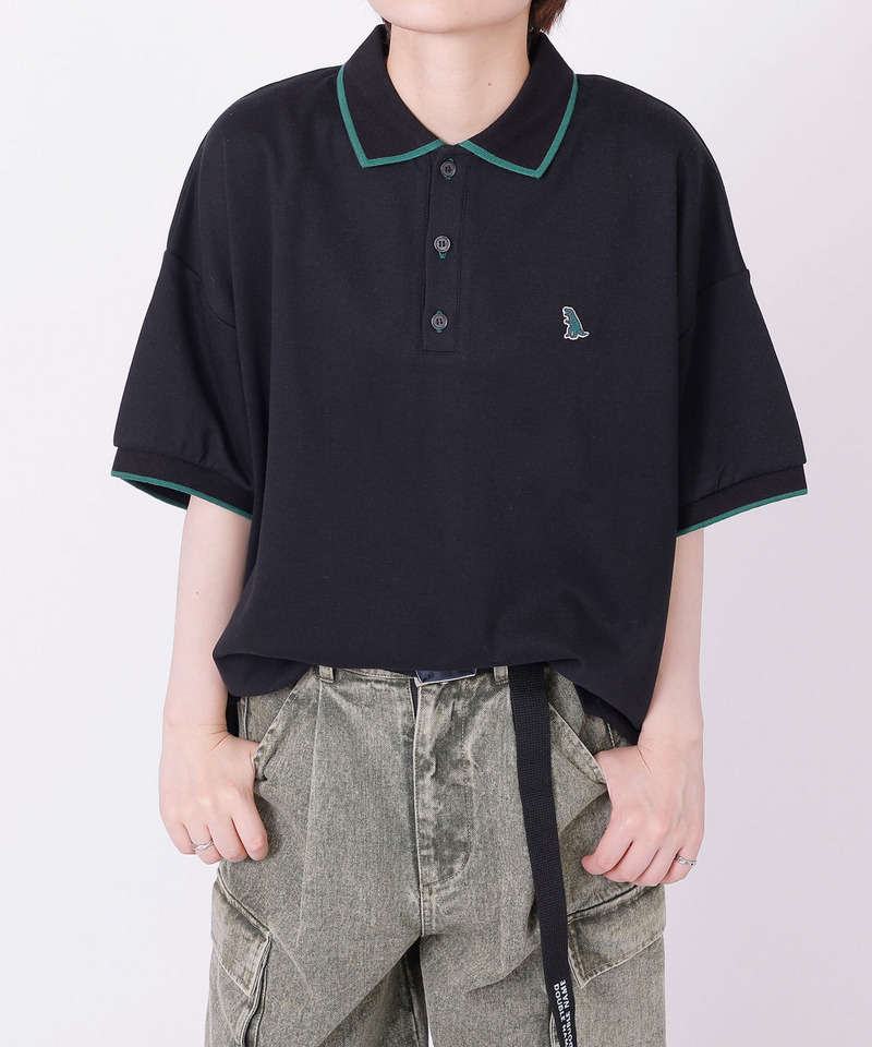 【m:rex】ミニ恐竜ワッペンポロシャツ 詳細画像 ブラック 5