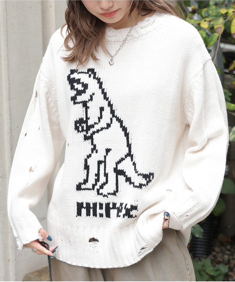 【m:rex】ダメージニットプルオーバー 詳細画像 オフホワイト 2