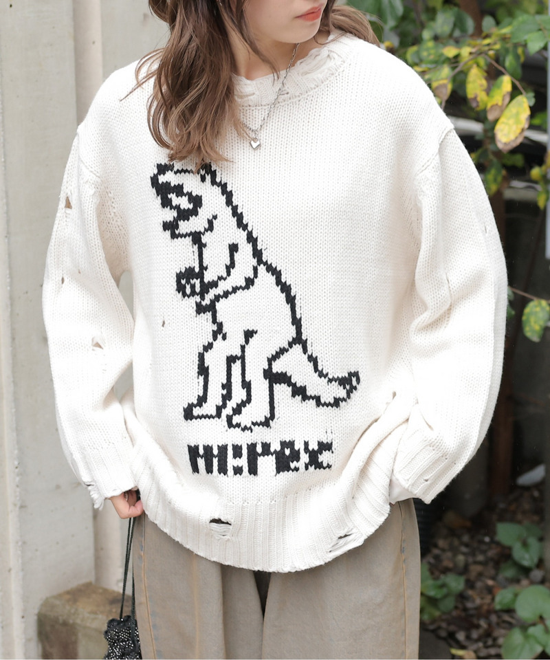 【m:rex】ダメージニットプルオーバー 詳細画像 オフホワイト 3