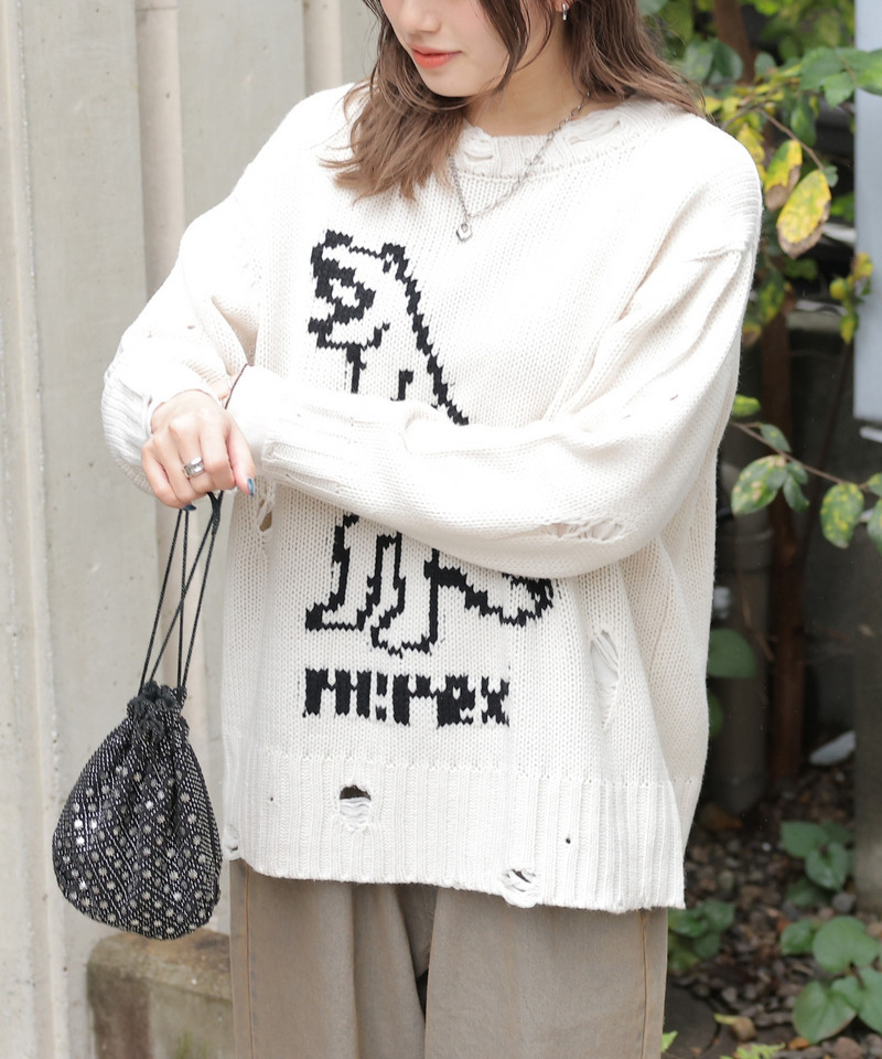 【m:rex】ダメージニットプルオーバー 詳細画像 オフホワイト 4