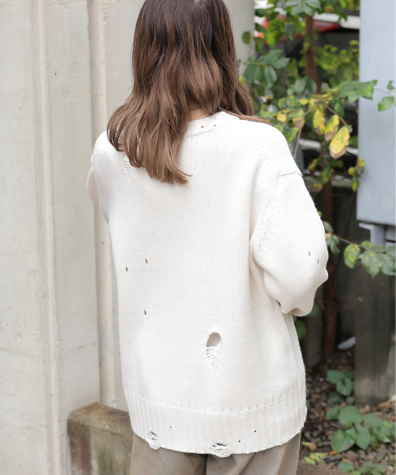 【m:rex】ダメージニットプルオーバー 詳細画像 オフホワイト 5