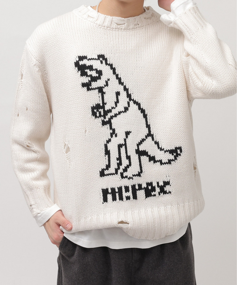 【m:rex】ダメージニットプルオーバー 詳細画像 オフホワイト 7