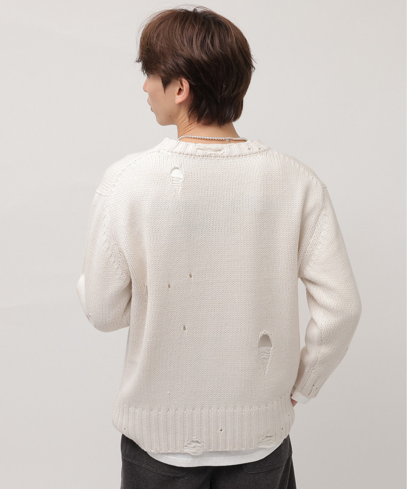 【m:rex】ダメージニットプルオーバー 詳細画像 オフホワイト 8