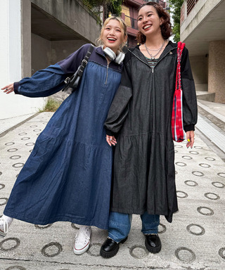 【m:rex】ミニ恐竜ワッペンデニムドッキングワンピース