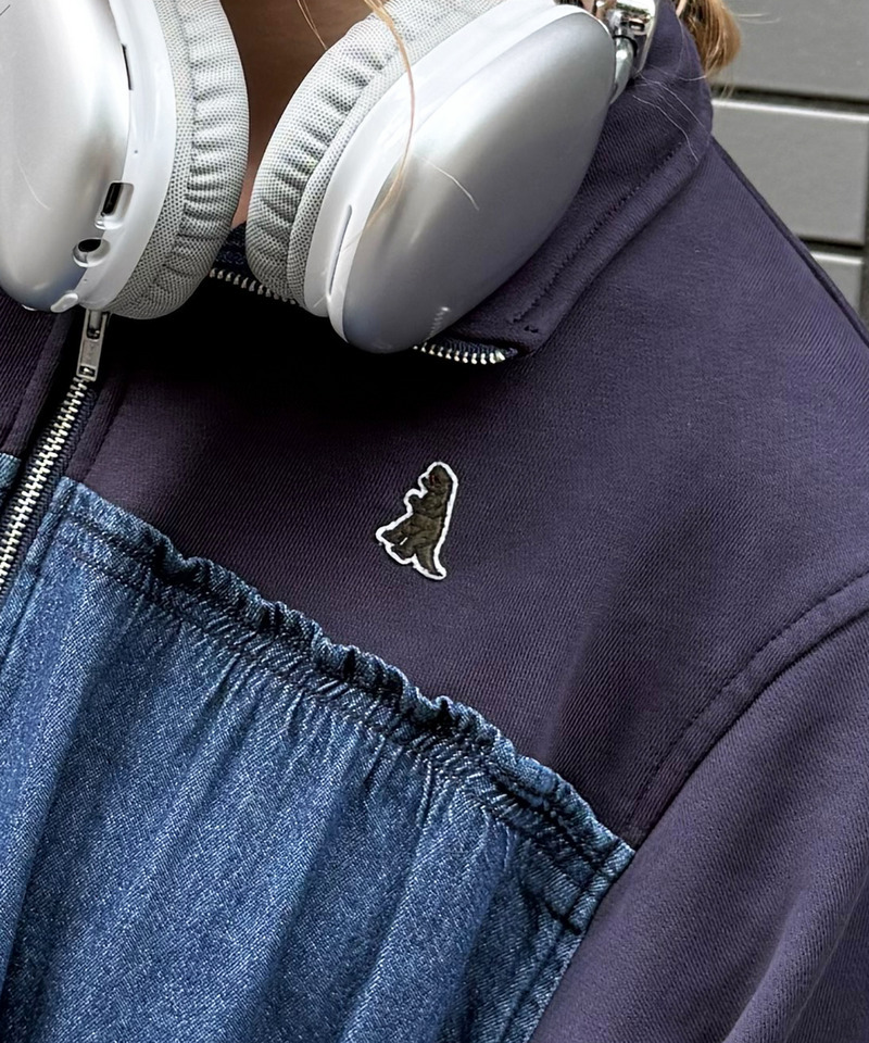 【m:rex】ミニ恐竜ワッペンデニムドッキングワンピース 詳細画像 デニムブルー 4