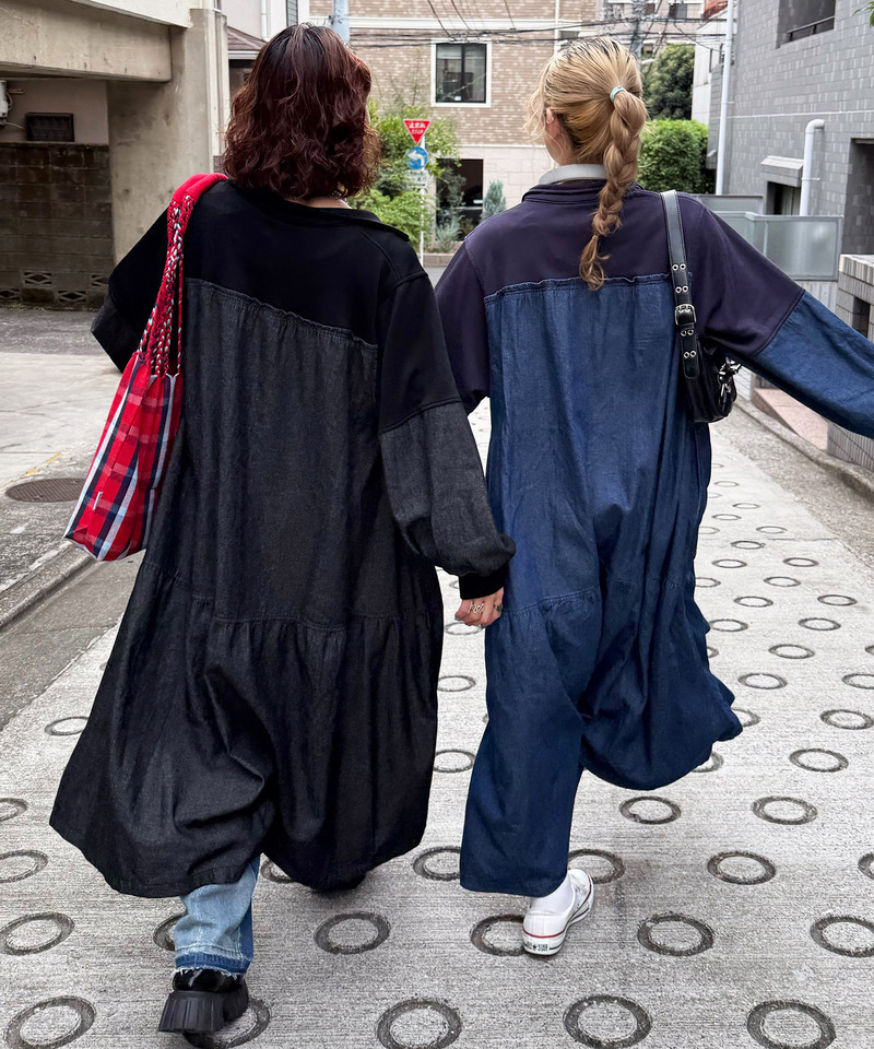 【m:rex】ミニ恐竜ワッペンデニムドッキングワンピース 詳細画像 デニムブルー 9