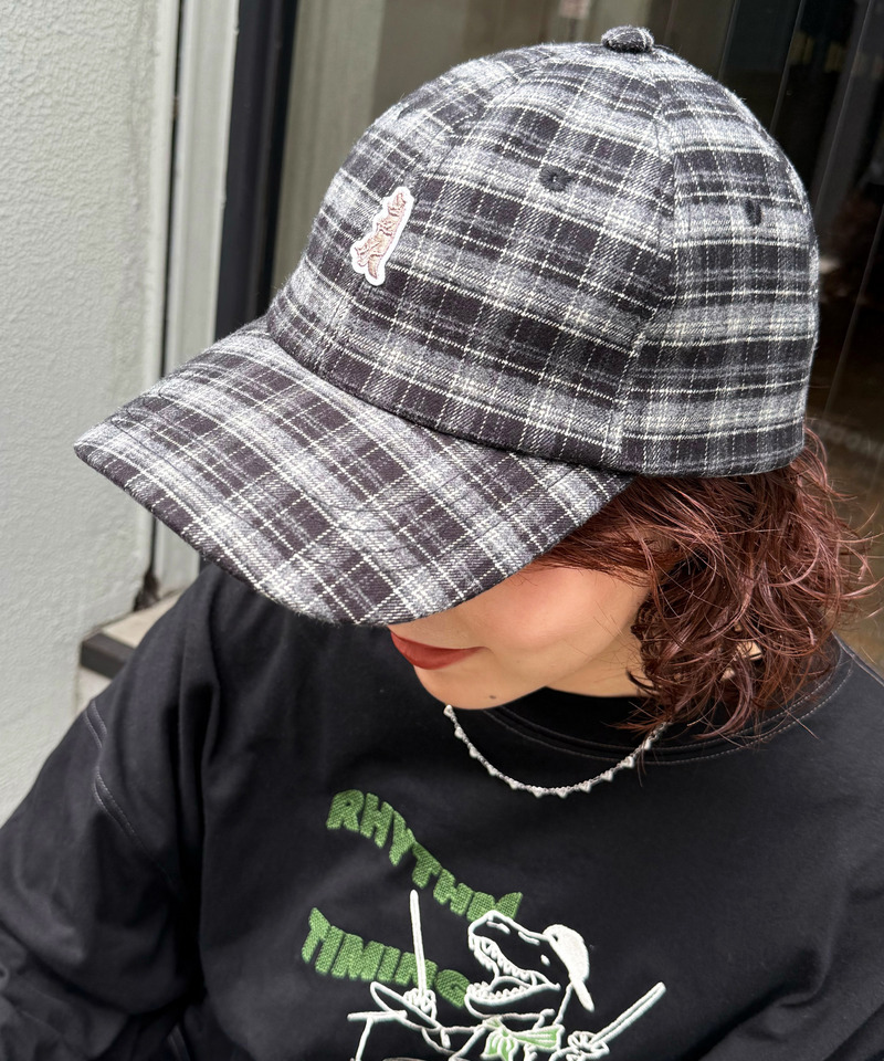 【m:rex】ミニ恐竜ワッペンチェックキャップ 詳細画像 ライトグレー 2