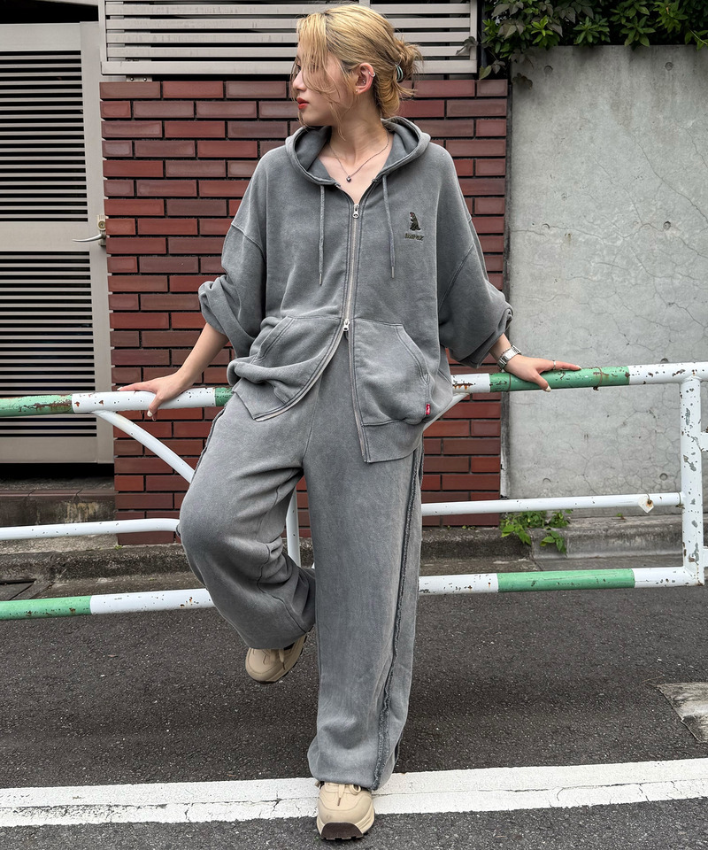 【m:rex】ミニ恐竜刺しゅうフードZIPパーカー 詳細画像 ライトグレー 4
