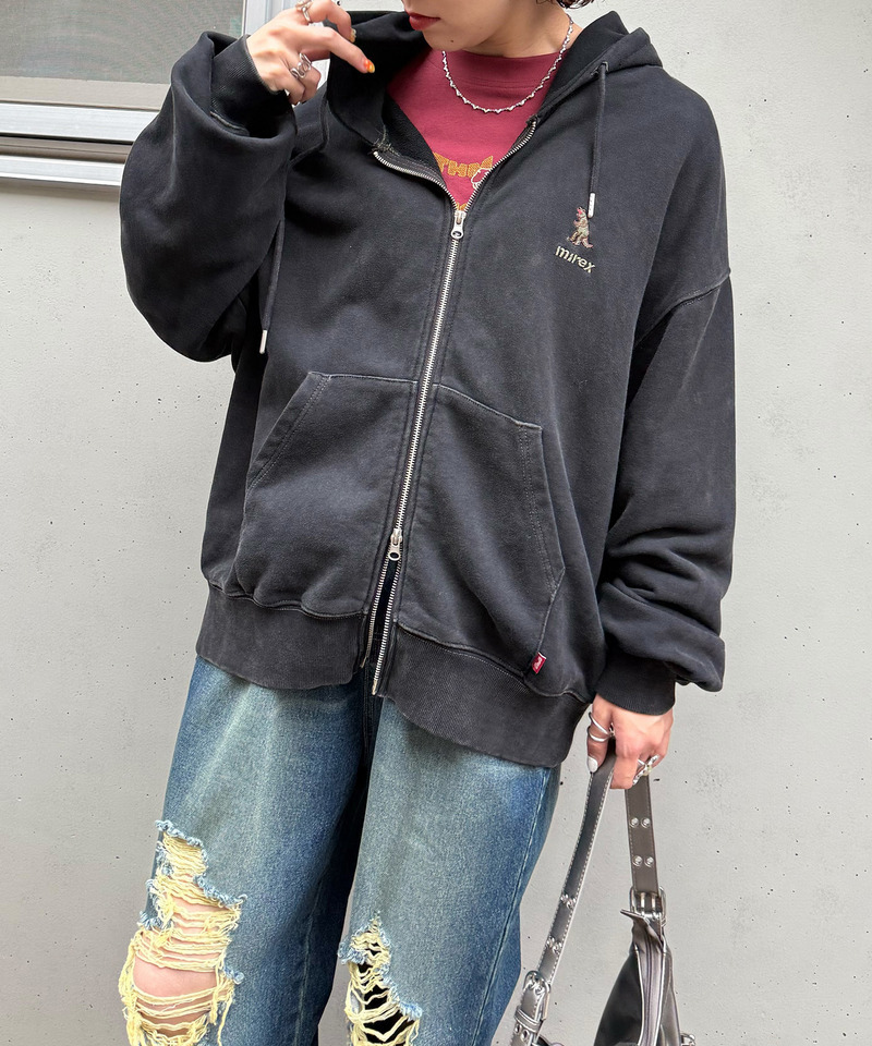 【m:rex】ミニ恐竜刺しゅうフードZIPパーカー 詳細画像 ブラック 10