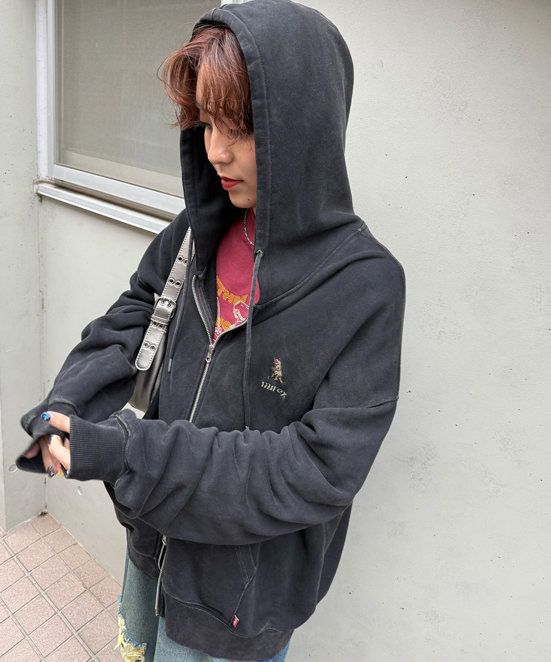 【m:rex】ミニ恐竜刺しゅうフードZIPパーカー 詳細画像 ブラック 11