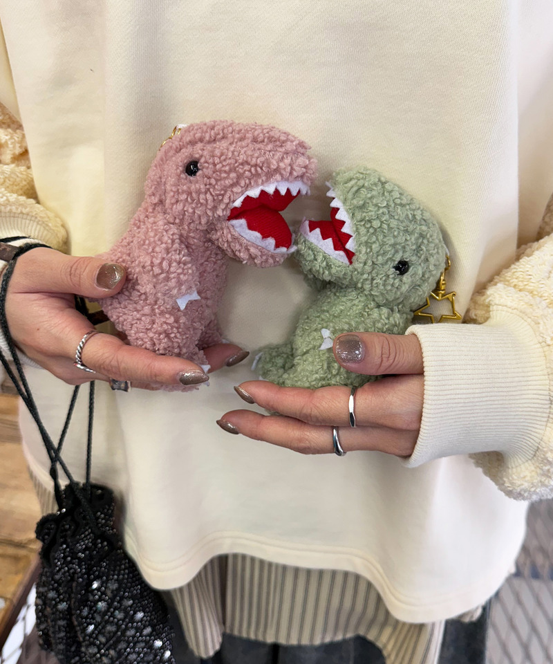 【m:rex】もこもこ恐竜ぬいぐるみキーホルダー 詳細画像 ピンク 2