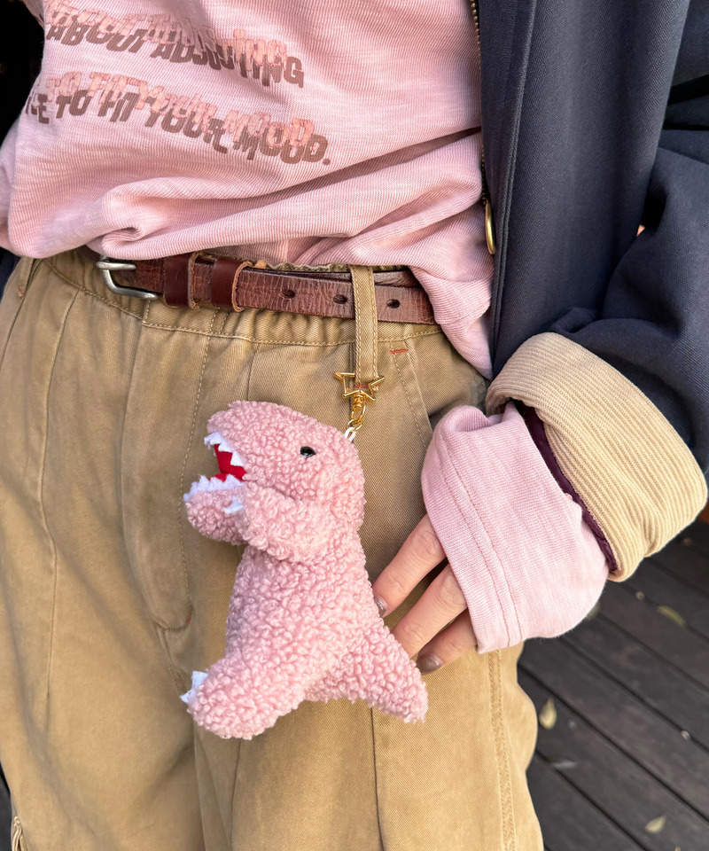 【m:rex】もこもこ恐竜ぬいぐるみキーホルダー 詳細画像 ピンク 6