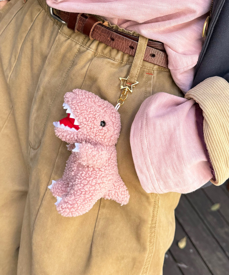 【m:rex】もこもこ恐竜ぬいぐるみキーホルダー 詳細画像 ピンク 7