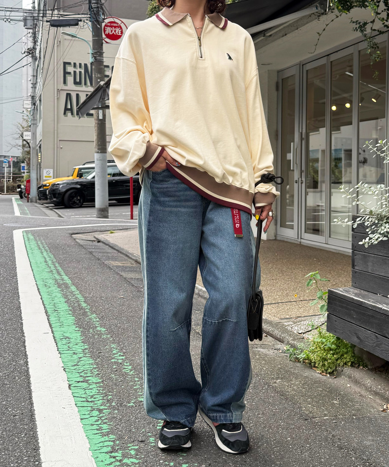 【m:rex】ミニ恐竜ワッペンハーフZIPプルオーバー 詳細画像 オフホワイト 11