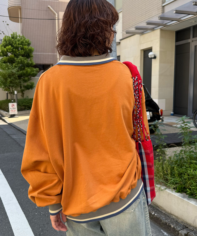【m:rex】ミニ恐竜ワッペンハーフZIPプルオーバー 詳細画像 オレンジ 3