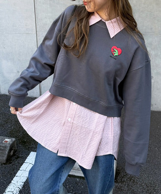 【m:rex】ハートモチーフショート丈プルオーバー