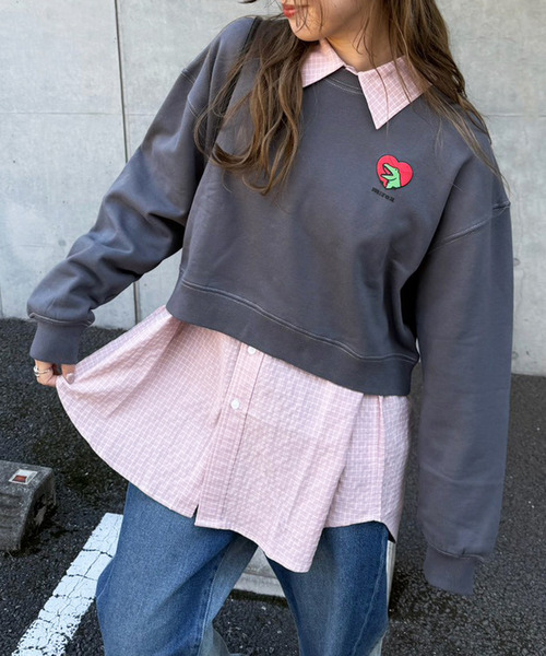 【m:rex】ハートモチーフショート丈プルオーバー 詳細画像