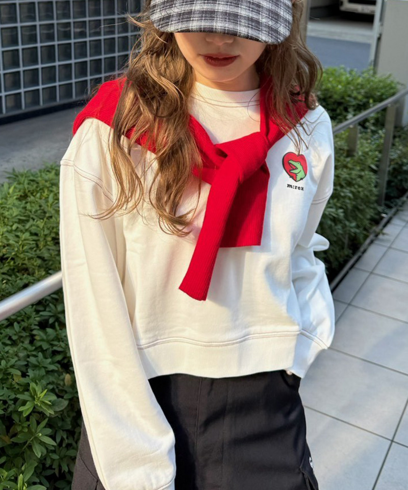 【m:rex】ハートモチーフショート丈プルオーバー 詳細画像 オフホワイト 2