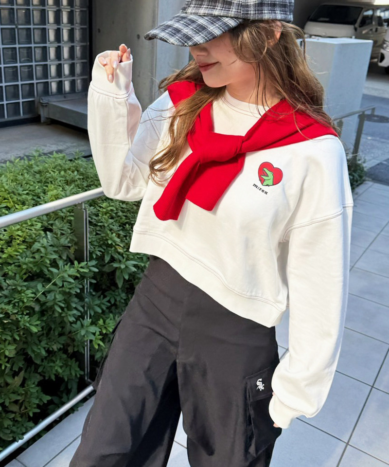 【m:rex】ハートモチーフショート丈プルオーバー 詳細画像 オフホワイト 3