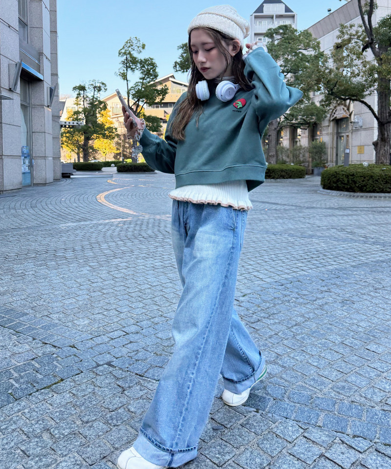 【m:rex】ハートモチーフショート丈プルオーバー 詳細画像 グリーン 4