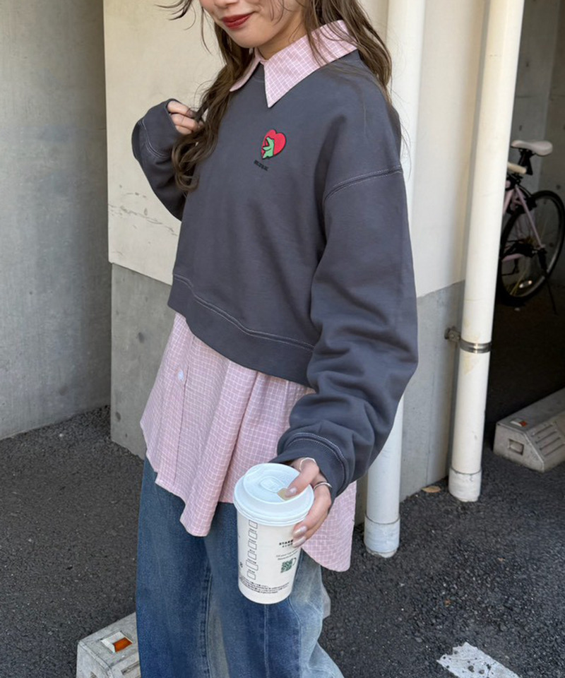 【m:rex】ハートモチーフショート丈プルオーバー 詳細画像 ブラック系 3