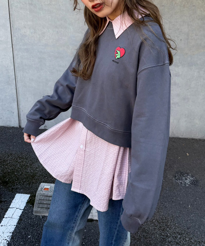 【m:rex】ハートモチーフショート丈プルオーバー 詳細画像 ブラック系 5