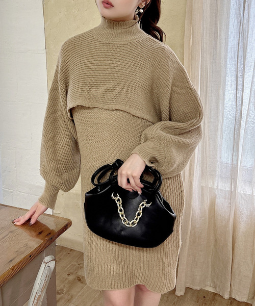 タートルニット&times;ニットワンピース 詳細画像