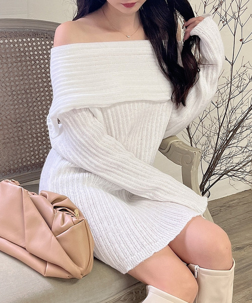 オフショルオーバーニット 詳細画像