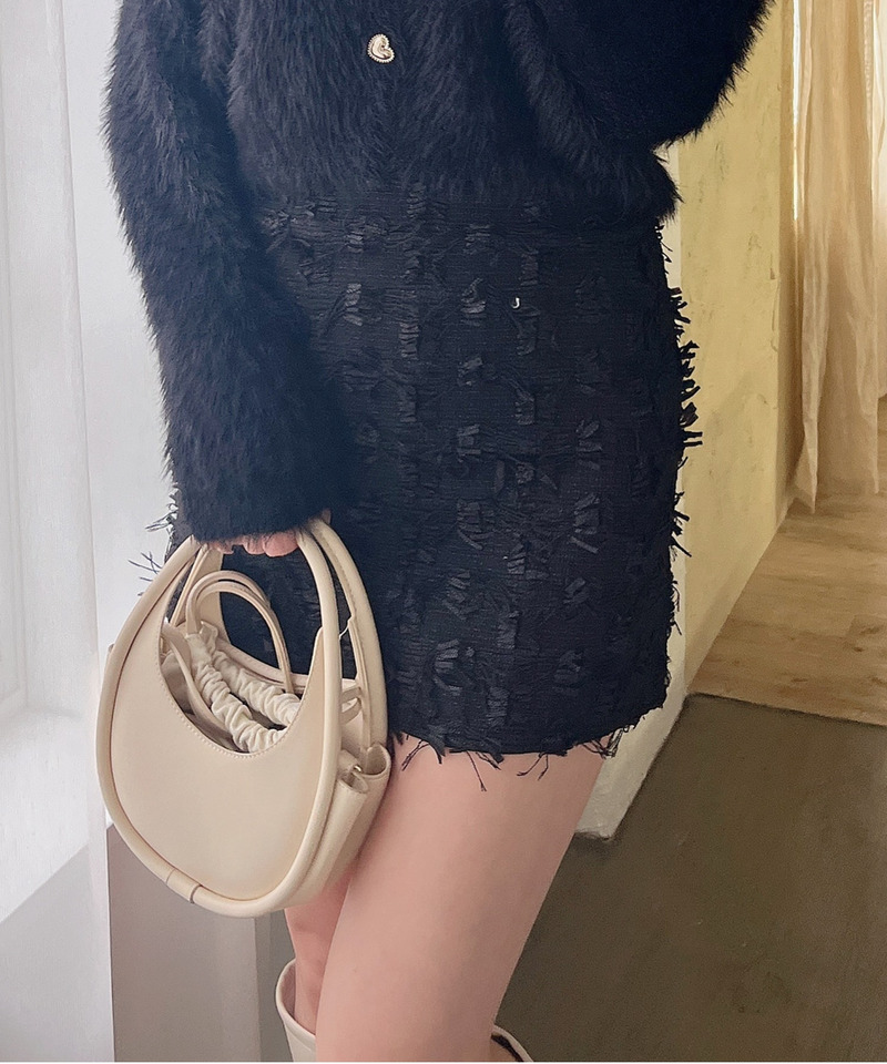 フリンジ台形ミニスカート 詳細画像 ブラック 5