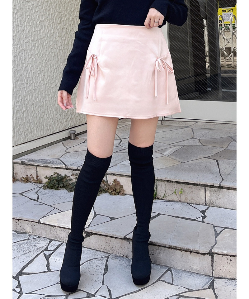 ダブルリボン台形ミニスカート 詳細画像 ピンク 3