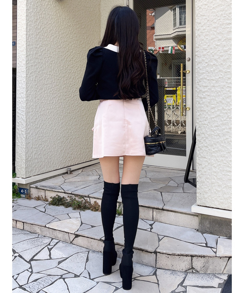 ダブルリボン台形ミニスカート 詳細画像 ピンク 4