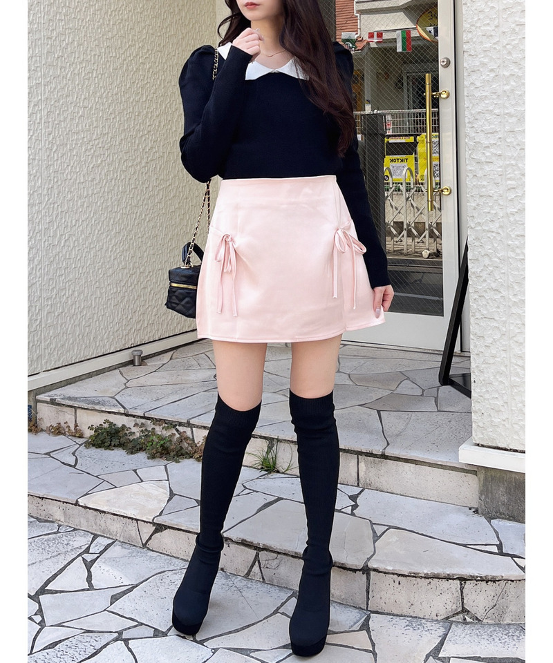 ダブルリボン台形ミニスカート 詳細画像 ピンク 5