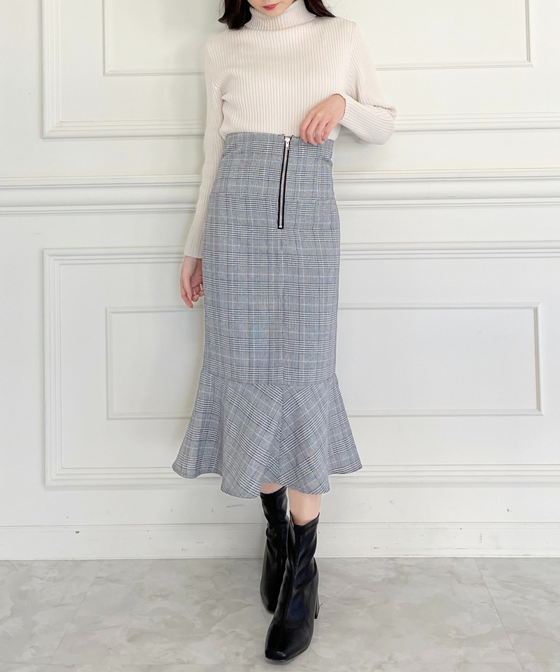 チェックマーメイドスカート 詳細画像 ブラック 3