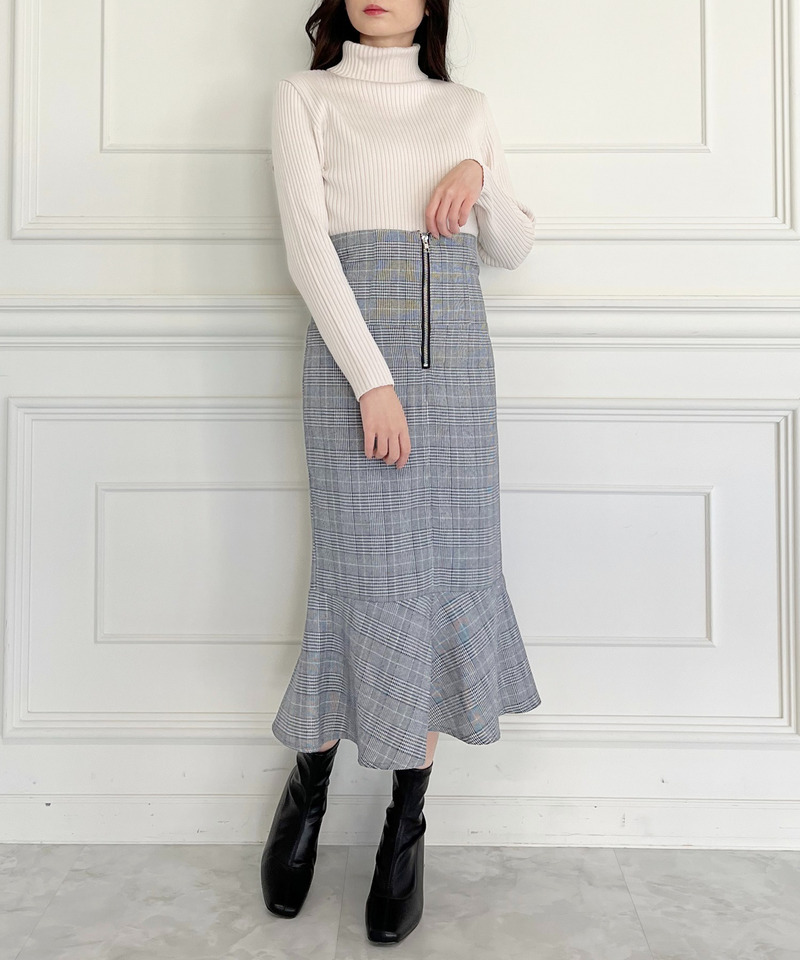 チェックマーメイドスカート 詳細画像 ブラック 4