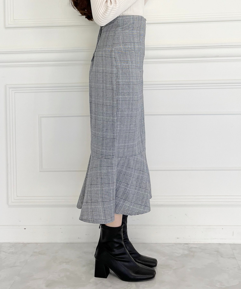 チェックマーメイドスカート 詳細画像 ブラック 5