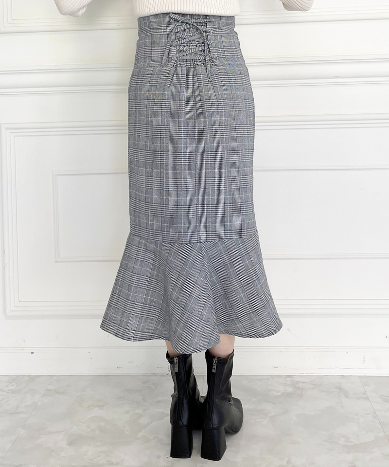 チェックマーメイドスカート 詳細画像 ブラック 6
