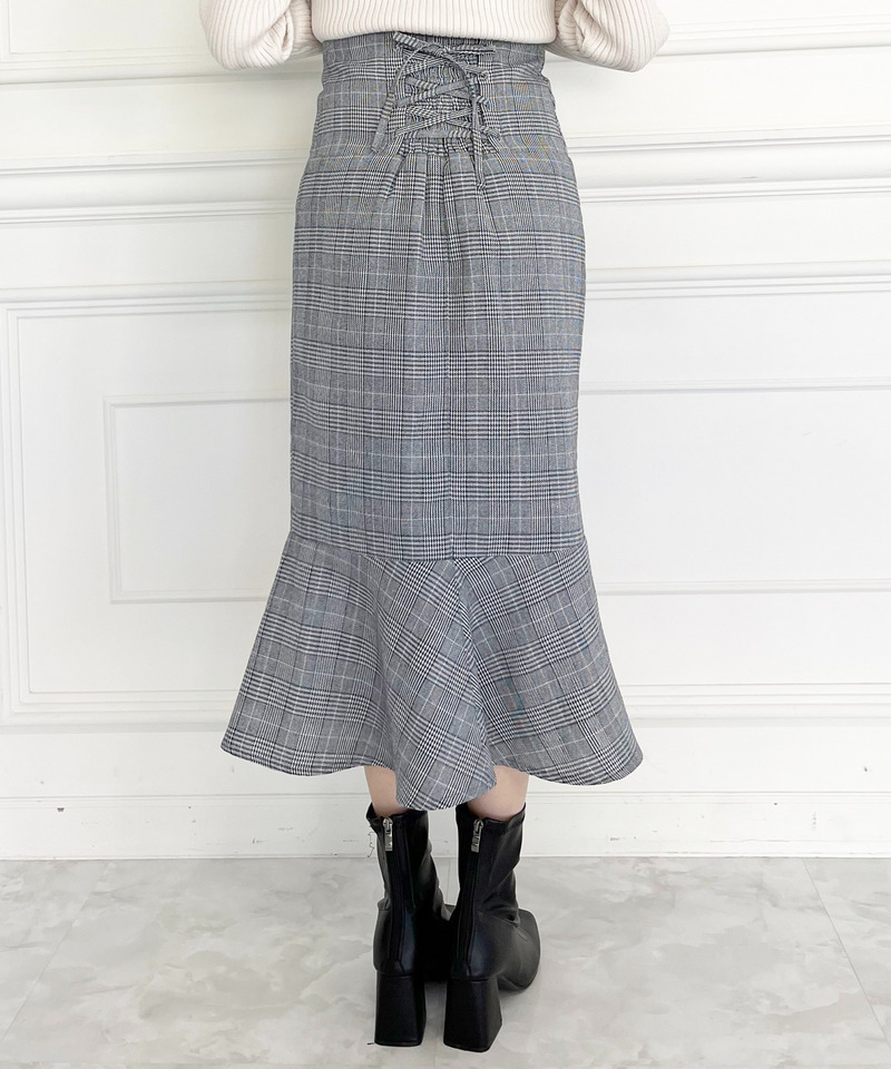 チェックマーメイドスカート 詳細画像 ブラック 7
