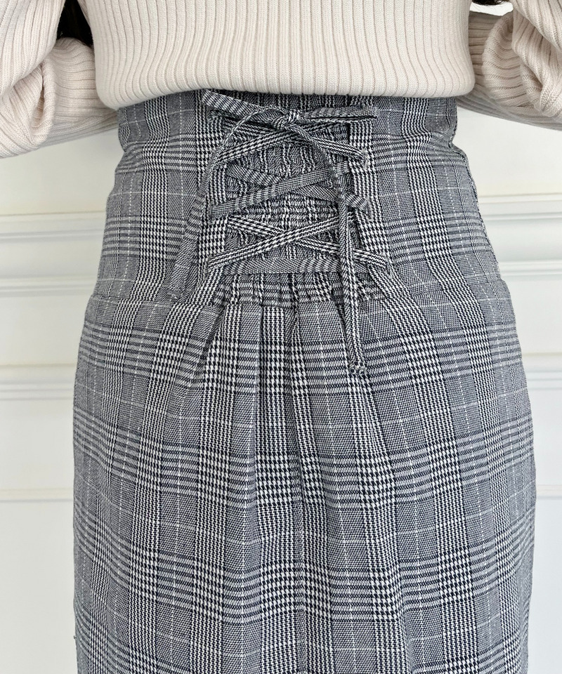チェックマーメイドスカート 詳細画像 ブラック 8