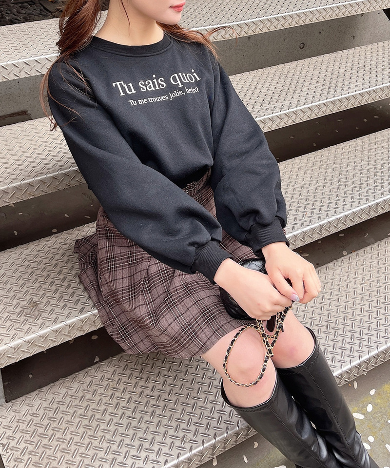 ロゴ刺繍ショート丈プルオーバー 詳細画像 ブラック 11