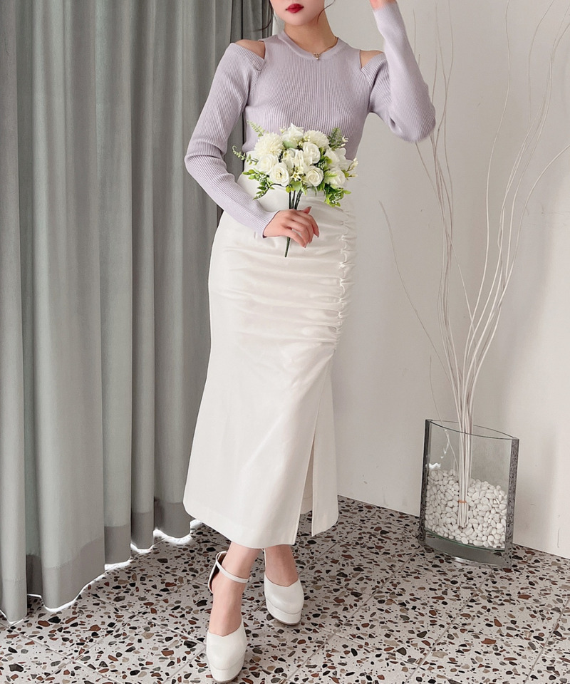 オープンショルダーリブニット 詳細画像 パープル 3