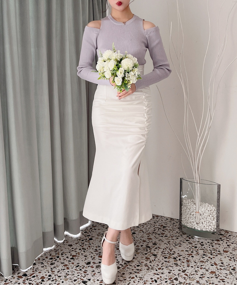 オープンショルダーリブニット 詳細画像 パープル 4