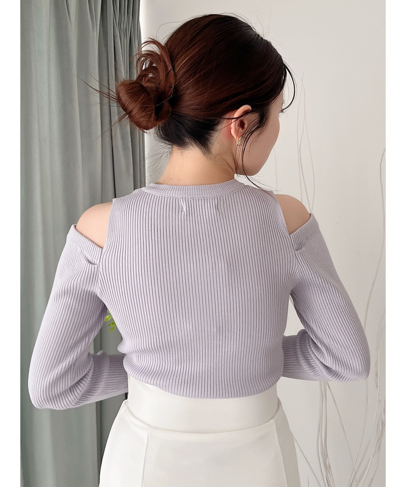 オープンショルダーリブニット 詳細画像 パープル 7