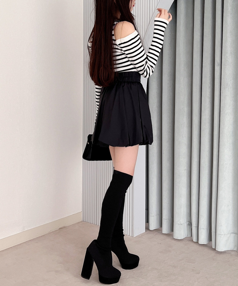 オープンショルダーリブニット 詳細画像 ボーダー 6