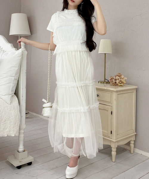 チュールビスチェ&times;スカートセット 詳細画像