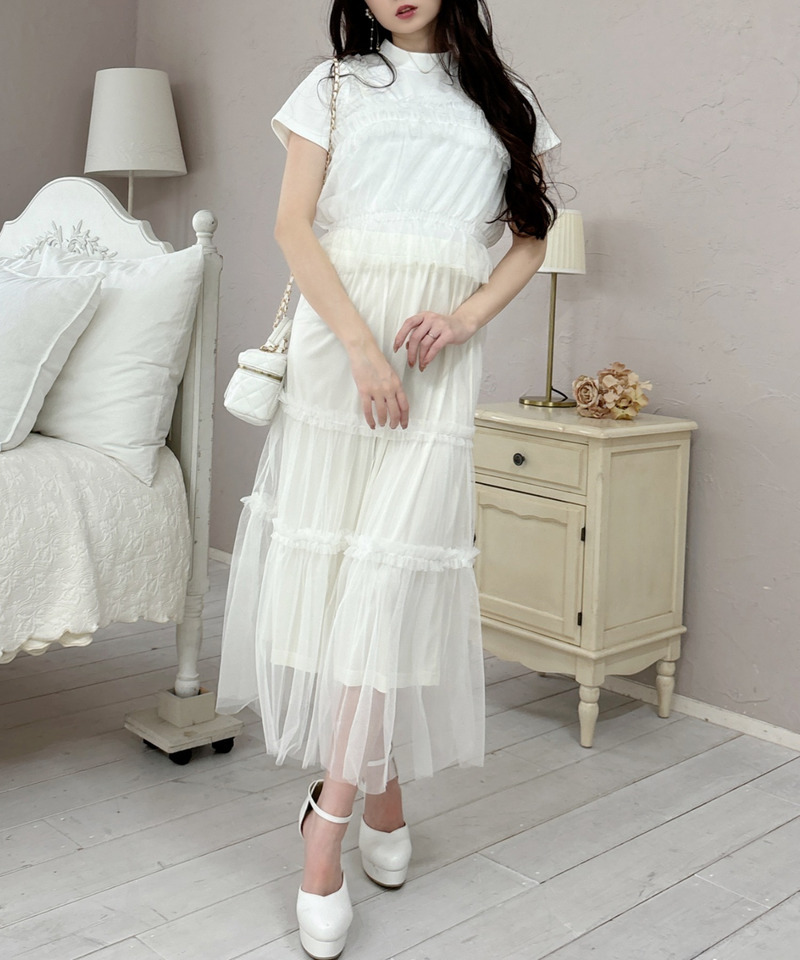 チュールビスチェ&times;スカートセット 詳細画像 オフホワイト 3