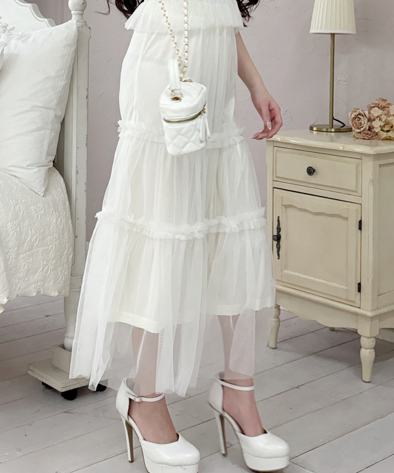 チュールビスチェ&times;スカートセット 詳細画像 オフホワイト 4