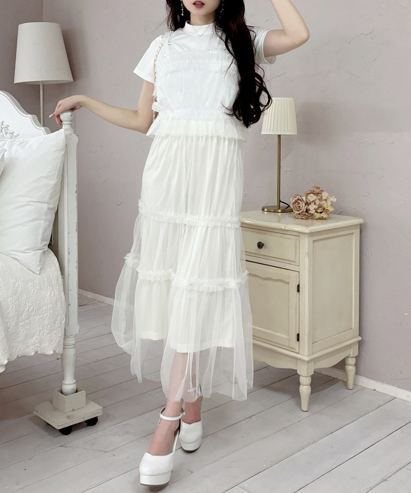 チュールビスチェ&times;スカートセット 詳細画像 オフホワイト 5